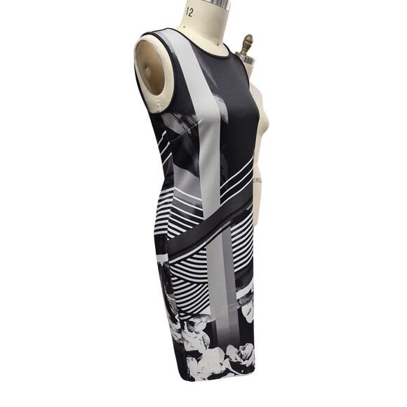 Apt 9 Polyester Spandex Dress Black/Gray/ White Sz 14 Body Con - Picture 3 of 6